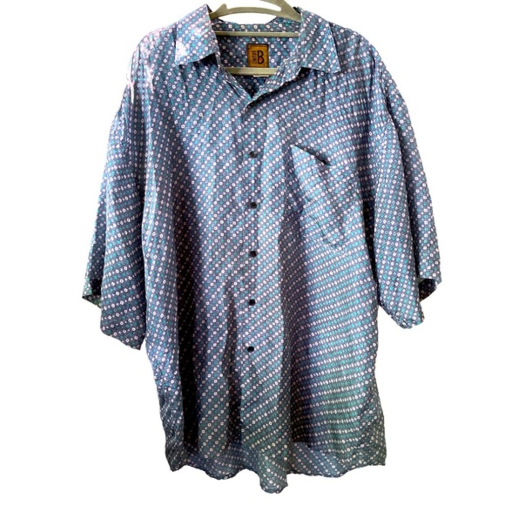 Bruno‎ Men's Silk Shirt Size Large Extra Lightweight Button Down Blue